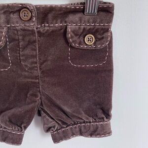 $5 💥Velvety Vintage Feel Baby Shorts, Soft Cocoa, Pink Stitching, Cuffs